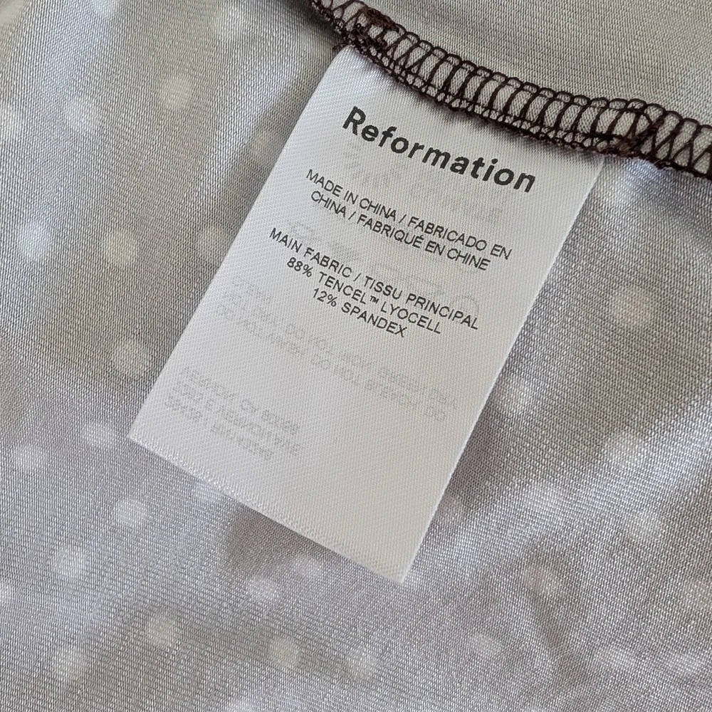 NWT Reformation Kaila Knit Wrap Midi Dress in Mocha with Polka Dots Size Small - Picture 8 of 10